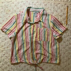 90s style striped shirt